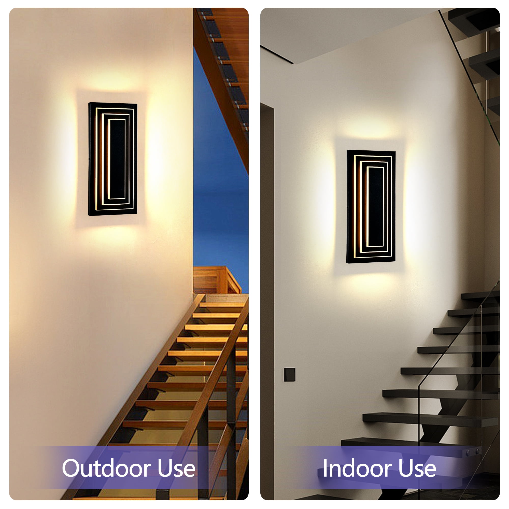GCGAFUL 2-Pack LED Outdoor Wall Lights,  16 in. Modern IP65 Waterproof Exterior Lights Fixture for Entrance, Hallway, Garage