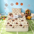 thumbnail image 5 of Manfei Sports Baseball Twin Sheets, Bedding, Beige Brown Gold 3 Pieces(1 Flat Sheet, 1 Fitted Sheet and 1 Pillowcase), 5 of 6