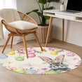 thumbnail image 4 of Round Rugs 4 Ft, Easter Grey Bunny Non Slip Area Rugs for Kitchen Bedroom Entryway, Spring Vintage Colorful Eggs Flower Washable Carpet Runner Rug Floor Mats for Bedroom Home Decor, 4 of 8