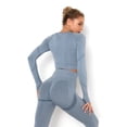 thumbnail image 1 of Long Sleeve Crop Top Seamless Quick Dry Breathable Fitness Top Workout Shirt, 1 of 10