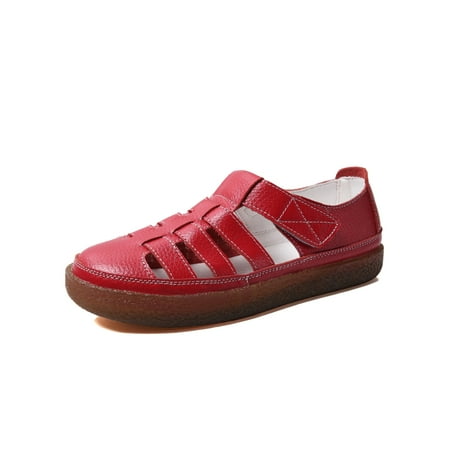 

SIMANLAN Women Lightweight Leather Sandals Walking Comfort Shoes Nonslip Closed Toe Fisherman Loafer