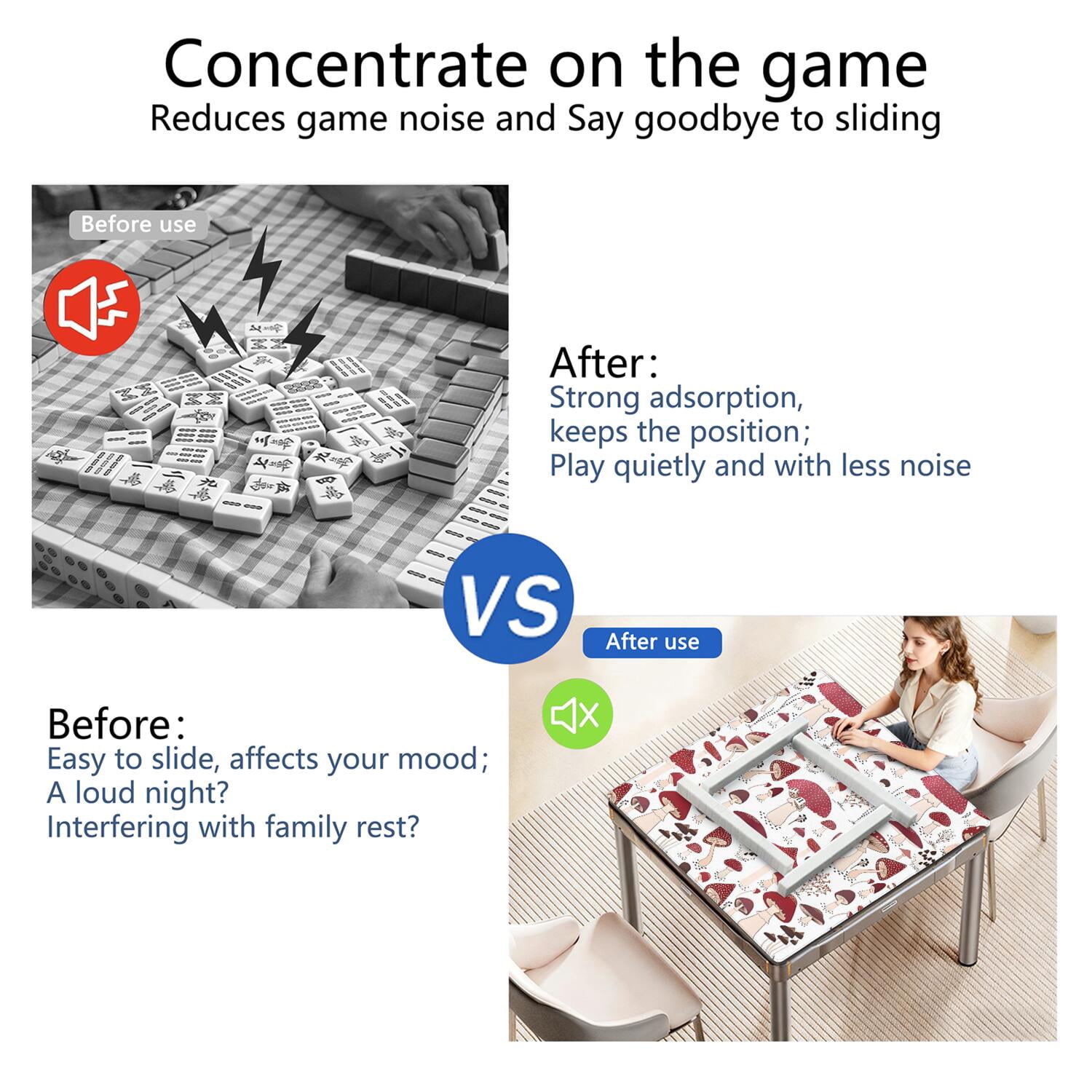 31.5 Inch Botanical Plants Mahjong Playing Mat Constructed from High Quality Rubber with Anti-Slip Properties and Noise Reduction Features for Card Games Board Games