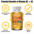 thumbnail image 5 of (2 Pack) Mulittea Vitamin D3 10,000 IU with K2 MK-7, Extra Strength Immune & Bone Wellness, 240 Count, 5 of 7