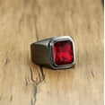 thumbnail image 3 of Men's Stainless Steel Gold/Silver/Black Plated Ring with Square Gemstone Multicolor Stone, 3 of 14