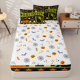 thumbnail image 4 of Feelyou Spooky Cat Pumpkin Zipper Twin Comforter Sets with Fitted Sheet and 2 Pillowcases, Cartoon Bat Spider Zipper Bedding Set, Black Green, Halloween Reversible, 4pcs, 4 of 7