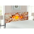 thumbnail image 2 of Ocean Headboard, Clown Fish Swimming in Tentacles in Pacific Ocean Bali Indonesia Marine Wildlife, Upholstered Decorative Metal Bed Headboard with Memory Foam, Full Size, Beige Orange, by Ambesonne, 2 of 4