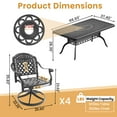thumbnail image 3 of Hzzkey 5-Piece Rectangle Cast Aluminum Patio Set with Swivel Chairs,Red Cushions,and Umbrella Hole, 3 of 11