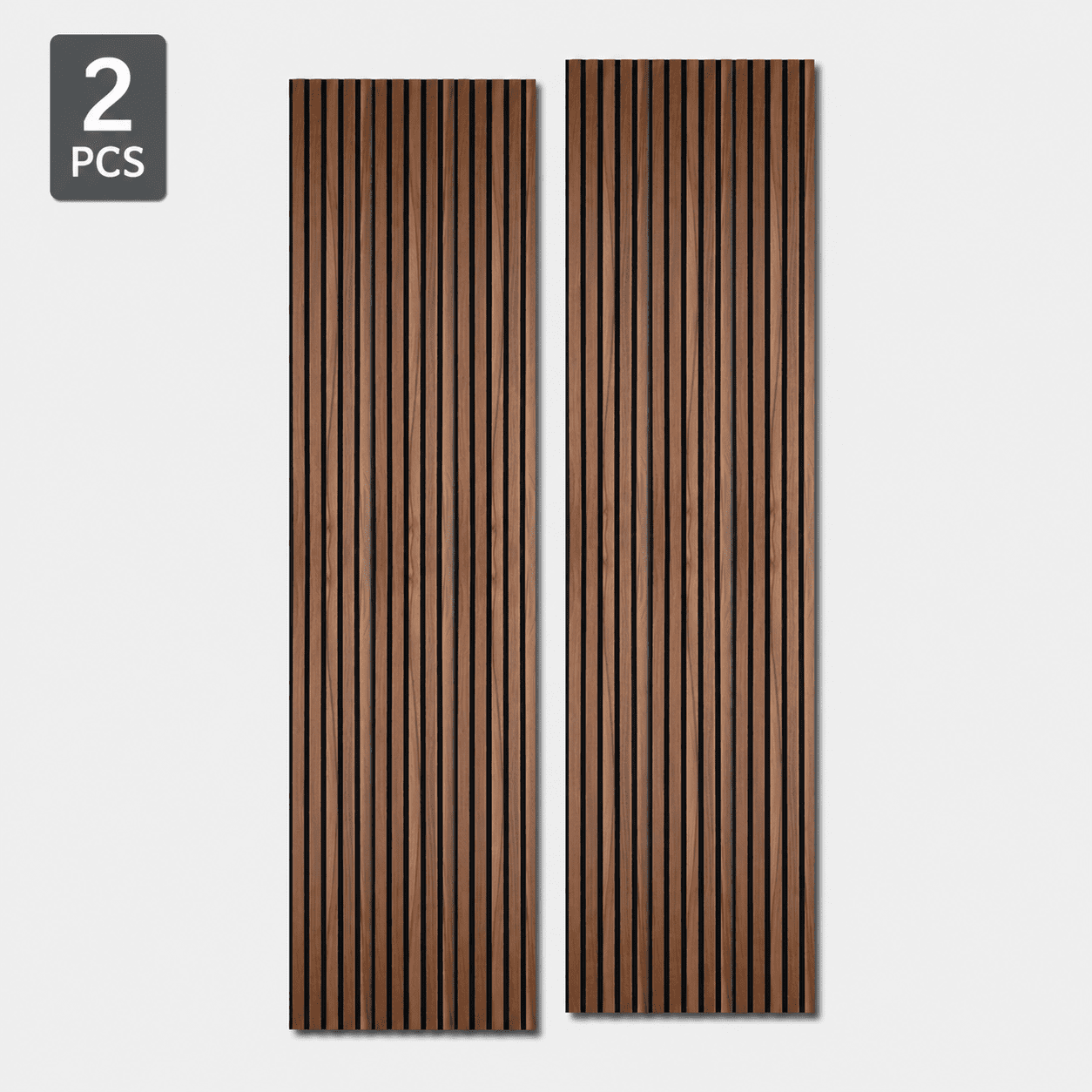 Yeslife 2 pcs Wood Slat Acoustic Wall Panels, 95.7 in x 24 in, Walnut MDF, 3D Decorative Sound-Absorbing Panels for Interior Walls, 31.65 sq ft
