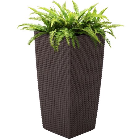 Best Choice Products Self Watering Wicker Planter w/ Water Level (Best Planter Flowers For Shade)