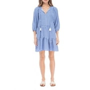 B Collection By Bobeau Women's Gingham Peasant Dress Blue Size X-Small