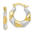 thumbnail image 1 of 10k Yellow Gold White Hoop Earrings, 1 of 6
