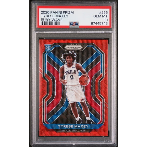 Graded 2020 Panini Prizm Tyrese Maxey #256 Ruby Wave Rookie RC Basketball Card PSA 10 Gem Mint