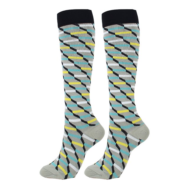 Qarigey Calcetines de compresión 20-30 mmhg hasta la rodilla medias deportivas para unisex para correr correr ciclismo Accesorios de calzado Gris Negro, Cuadros, S/M