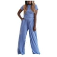 thumbnail image 1 of Birdeem Womens Solid Color Pocket Lace Up Pants Sweatpants Tank Top Set, 1 of 9