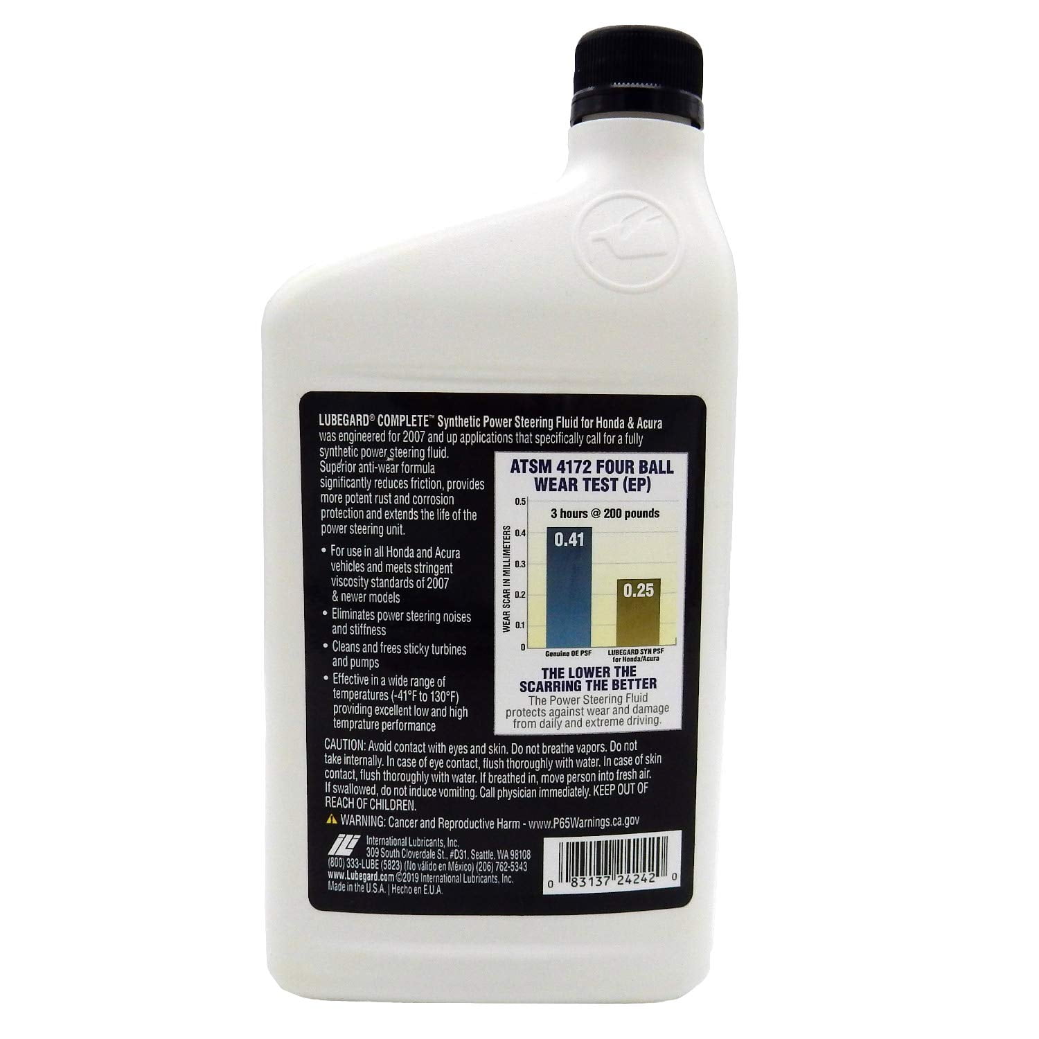 Lubegard 24242 Complete Synthetic Power Steering Fluid for Honda/Acura, 32 fl. oz
