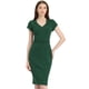 thumbnail image 1 of Vestido de tubo para mujer con cuello en V, manga casquillo, cintura alta, vestido ajustado Verde Oscuro XL, 1 of 5
