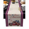 thumbnail image 2 of 4th of July Cotton Linen Table Extra Long Runner 13 x 120 inch Red Blue Plaid Truck Floral Independence Day Non-slip Rectangular Dining Table Decor for Wedding Party Holiday Dinner, 2 of 8