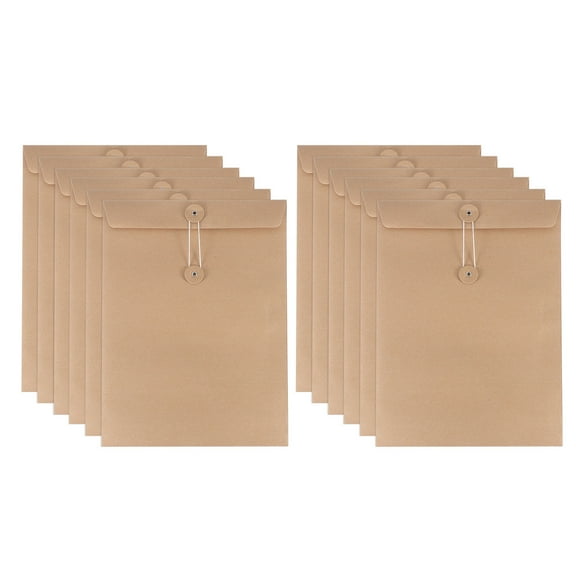 REGALWOVEN Kraft Paper Envelope with String Tie Closure Browwn 11.7x8.3 Inch