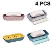 4 Pcs Plastic Waterproof Soap Case Holder Soap Dishes, Self Draining Soap Saver Portable Soap Box Tray For Bathroom