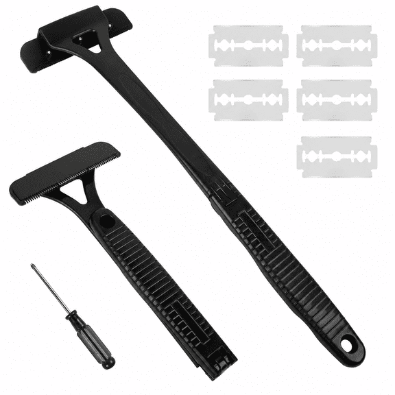 Men's Back Shaver, Foldable Long Handle with Replaceable Blades, Wet Dry Portable Body Groomer for DIY Body Shaving