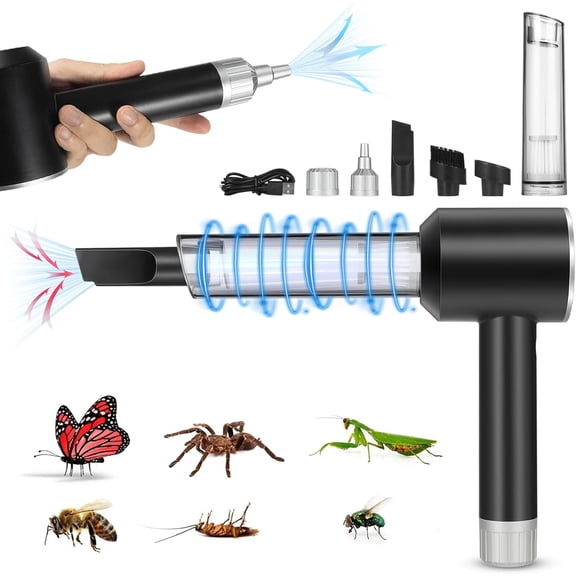 G·PEH Convenient Bug Vacuum Catcher - Rechargeable with High-Speed Motor - Easy Grasp Handle & Compact Design - Effective Against Spiders, Beetles, Cockroaches - Black