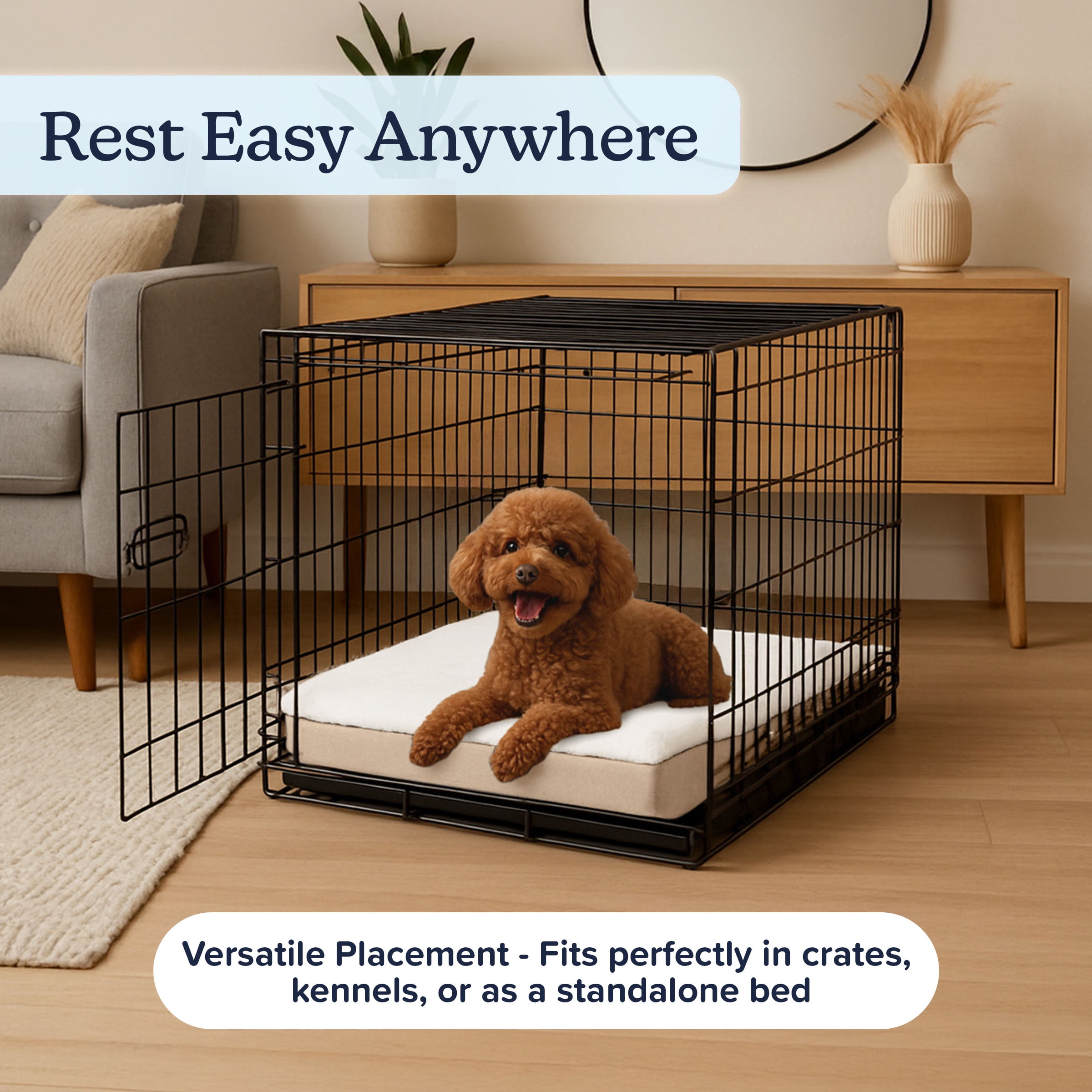 PETMAKER Orthopedic Memory Foam Orthopedic Pet Bed With Sherpa Top - Tan