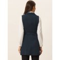 thumbnail image 4 of DARING DIVA Women's Lapel Collar Trench Vest Double Breast Long Blazer S Dark Blue, 4 of 6