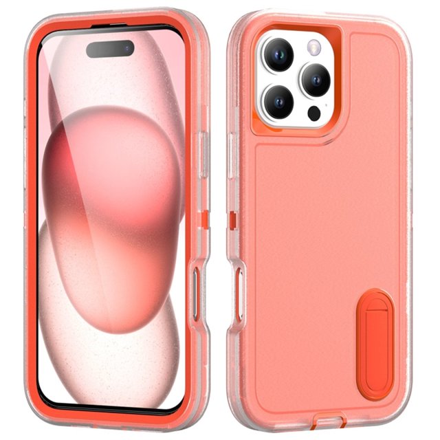 for iPhone 16 Pro Case, iPhone 16 Pro Phone Case with Built in Kickstand, Shockproof/Dustproof/Drop Proof Heavy Duty Military-Grade Rugged Protective Cover for iPhone 16 Pro,Orange,For iPhone 16 Pro