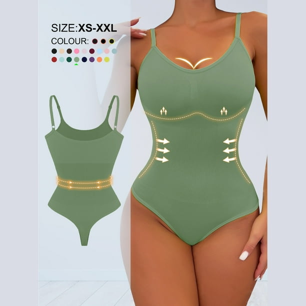 Karight Women's Spaghetti Strap Shapewear Bodysuit Tummy Control Body Shaper Seamless Waist Trainer Body Suit