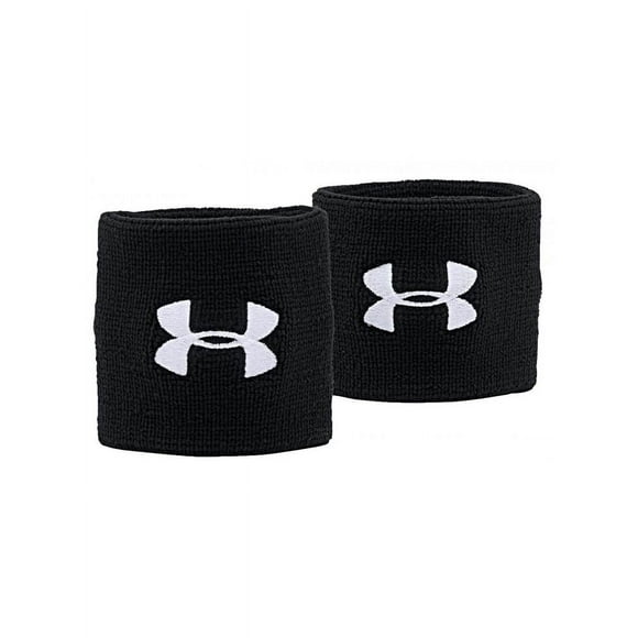 Under Armour Men's 3-inch Performance Wristband 2-Pack , Black (001)/White , One Size Fits All