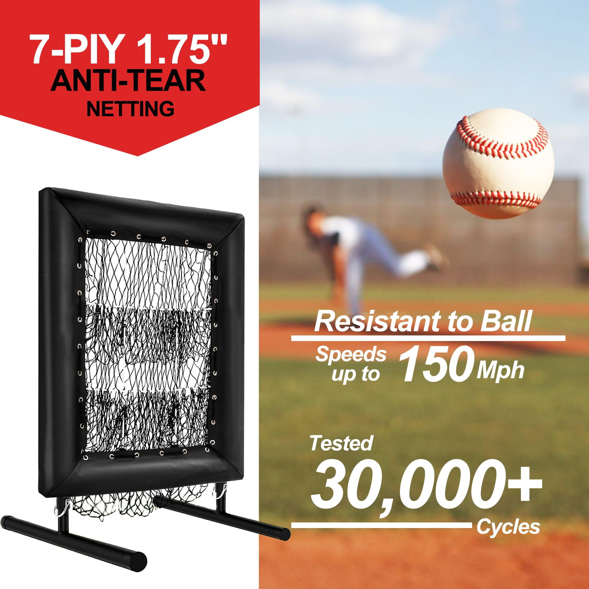 Adjustable Pitching Net,9 Hole Pitching Net with Strike Zone, 5-Level Trainer for Softball & Baseball, Includes Carry Bag & Ball, Durable Rebound Practice Net for All Ages