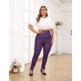 thumbnail image 2 of HDE Womens Plus Size Graphic Leggings Halloween Costume Tights Black and Purple Stripes 2X, 2 of 6