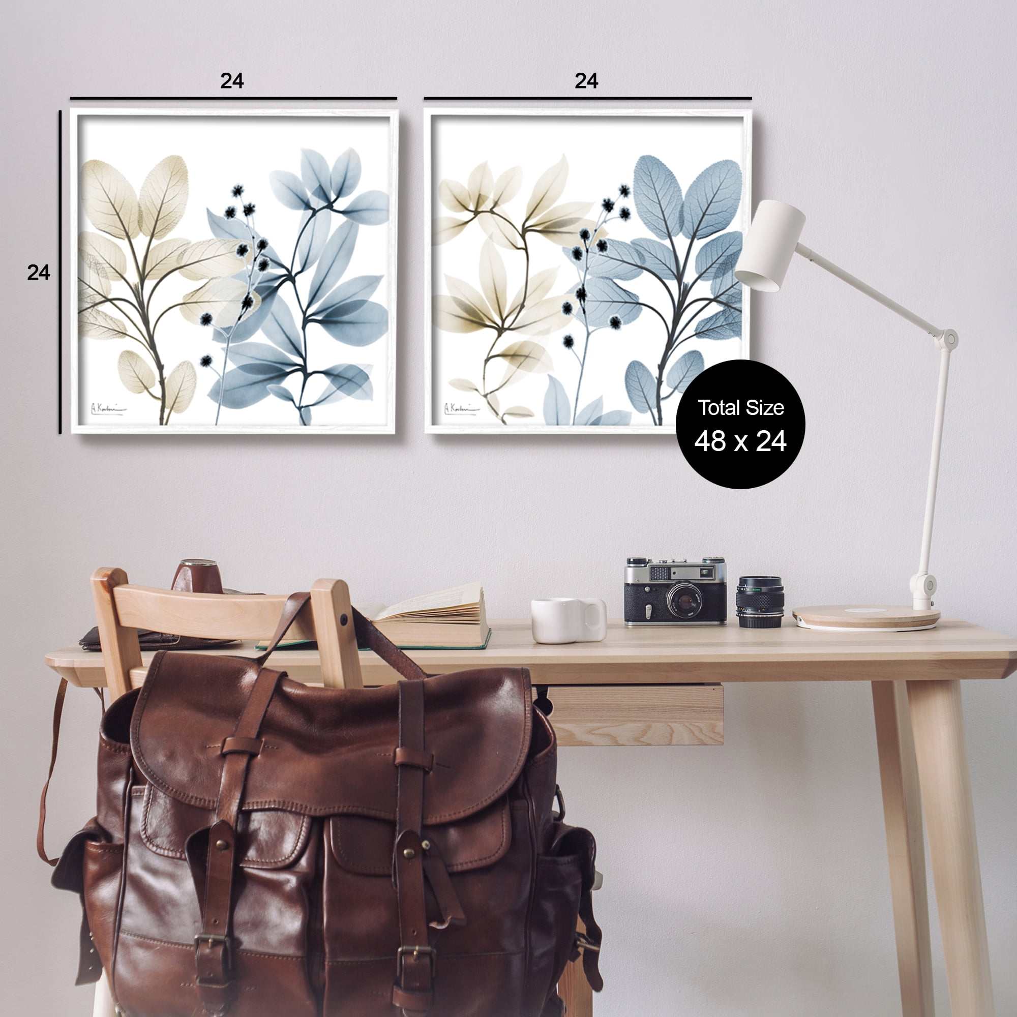 Stupell Industries Contemporary Plant Sprigs Botanical & Floral Painting White Framed Art Print Wall Art, 24 x 24, Set of 2