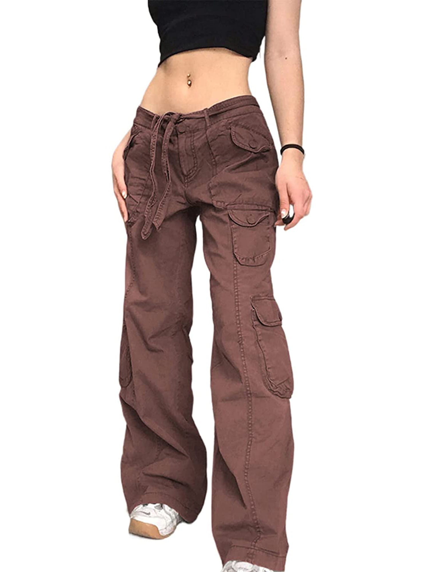 Maak plaats Lastig bloed Y2K Grunge Cargo Pants for Women Low Waist Boyfiend Baggy Jeans Vintage  Hippie Trousers Streetwear - Walmart.com