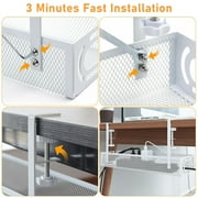 Under Desk Cable Management Tray White, IRmm Cable Management Under Desk No Drill, Cable Tray with Clamp for Desk Wire Management,Desk Cable Management Box for Office, Home - No Damage to Desk