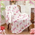 thumbnail image 3 of Pink Bow Throw Blanket Coquette Throw Blanket for Pink Bow Party Decorations Music Party Music Lover Gifts 50 x 60 Inch, 3 of 6