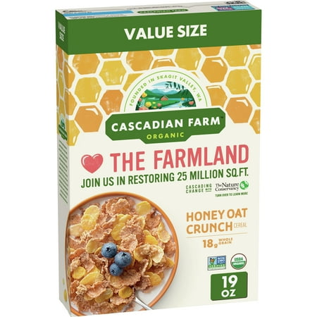 Cascadian Farm Organic Cereal, Honey Oat Crunch, 19 oz
