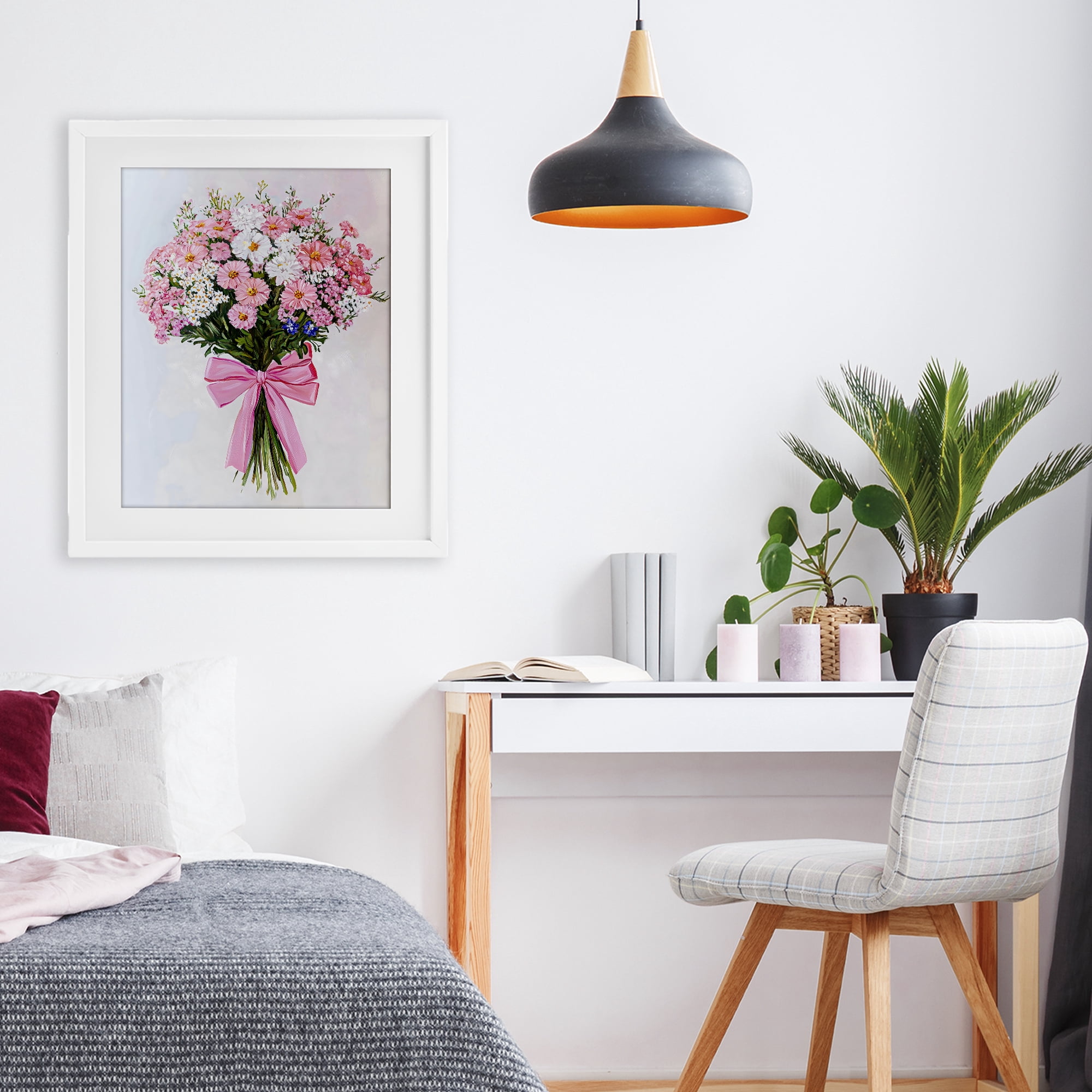 Stupell Industries Pink & White Tied Flower Bouquet White Framed Print Under Glass, design by The Prints Vibe