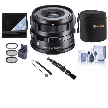 24mm f/3.5 DG DN Contemporary Lens for Leica L  Bundle with 52mm Filter Kit  Lens Wrap  Cleaning Kit  Cap Keeper  Lens Cleaner  Lens Pouch