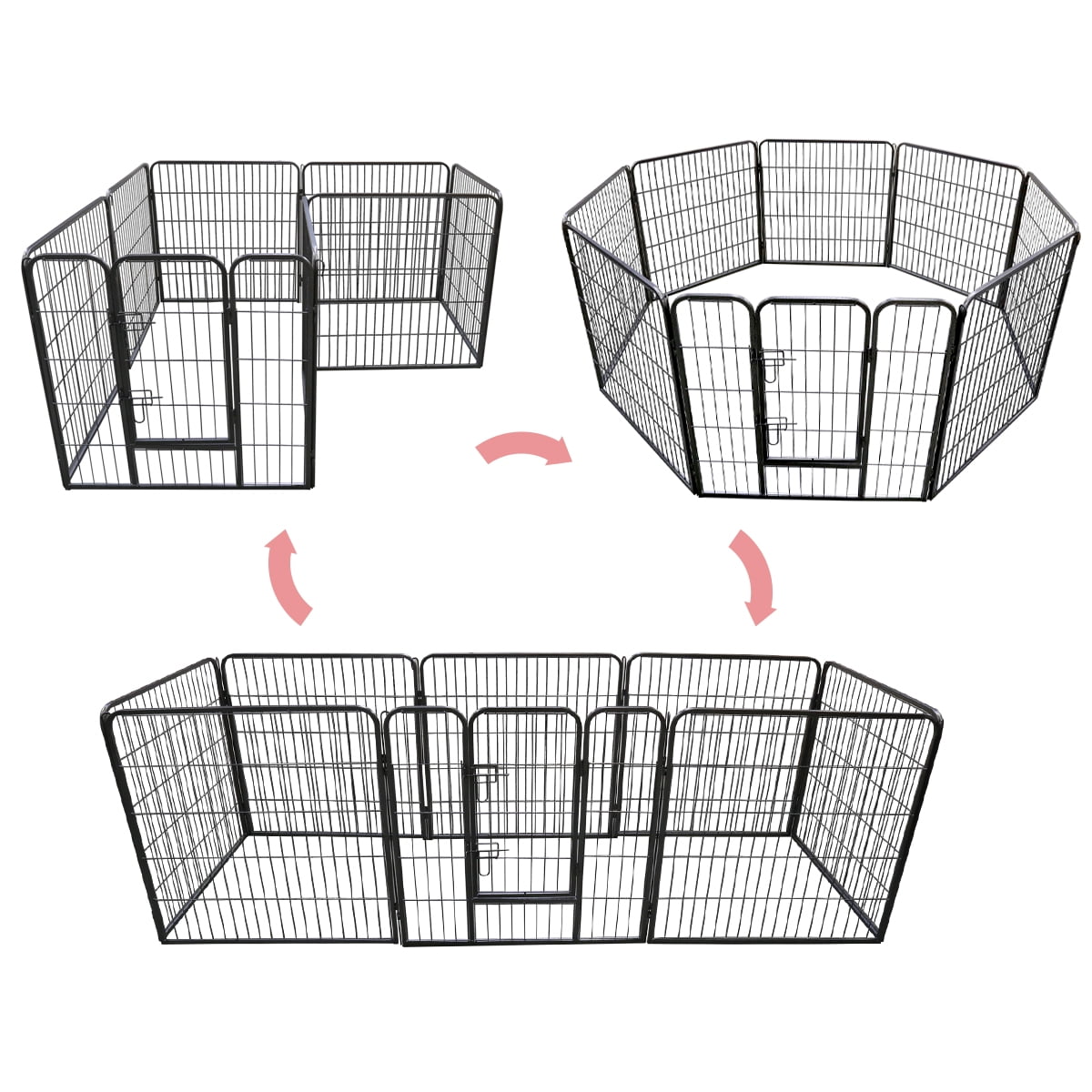 Geniqua Heavy Duty Metal 32" Tall Dog Pet Playpen Folding Yard Fence Cage 8-Panels