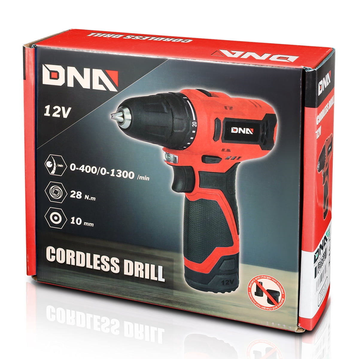 DNA Motoring WMT-TOOLS-00158 Cordless Electric 12V Drill Driver, Keyless Chuck, 20+1 Torque