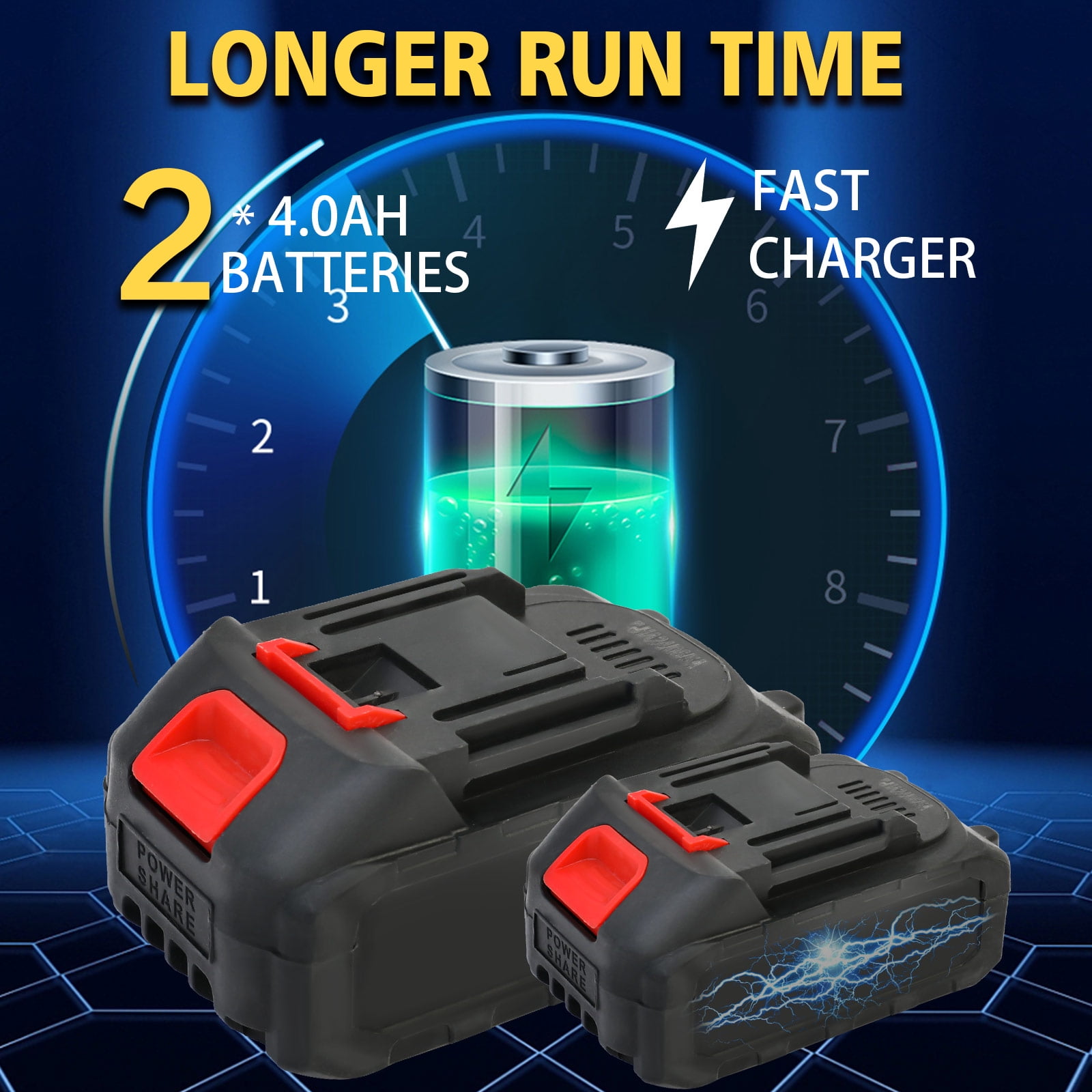 Brushless Electric Wrench with Full Copper Motor, Cordless Impact Wrench with Dual 3000mAh Batteries, Adjustable Torque Variable Speed Power Tool