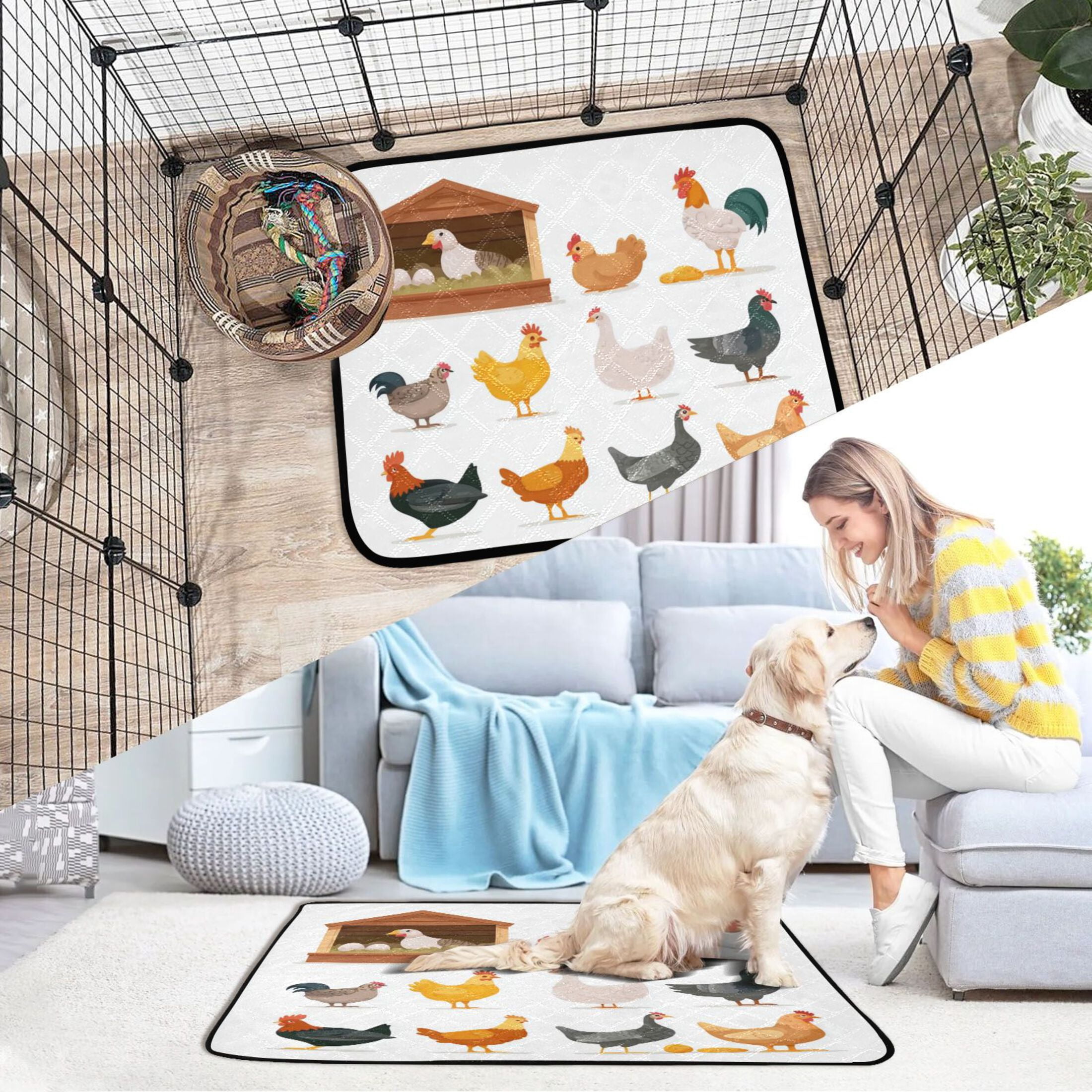IAUYY Washable Pee Pads for Dogs Smallx3 Absorbent and Leak-Proof Non-Slip Reusable Puppy Pee Pads for Dogs Applicable to Playpen Potty Crate in The Chicken Coop
