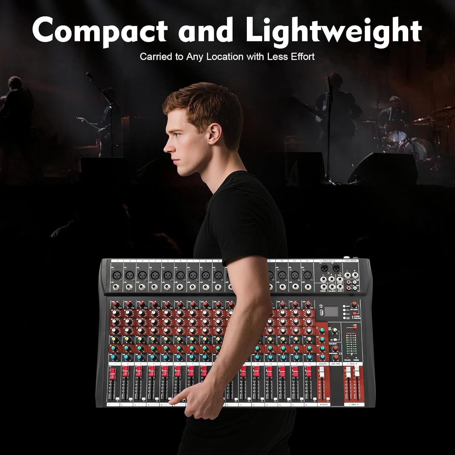 Miumaeov 16 Channel DJ Audio Mixer with Bluetooth USB, Studio Audio Sound Mixer Console, Professional Power Mixer Ultra Low Noise, Digital Effect Processor