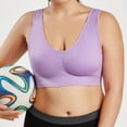 thumbnail image 4 of Bigersell Sleeping Bras for Women Clearance Longline Bras for Women Lace Bra Style R4034 V-Neck Back-Smoothing Bras Pull-On Bra Closure Women's Plus Size Posture Bras Purple 6XL, 4 of 9