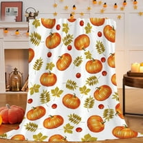 Halloween Pumpkin Throw Blanket - Super Soft 100x70cm Flannel Bedspread (Thanksgiving Decor & Gift)
