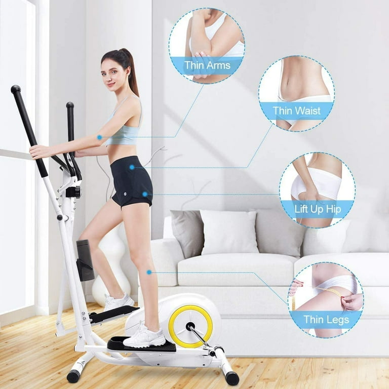 Doufit Exercise Machine for Indoor Fitness Gym Workout Adjustable Magnetic Elliptical Cross Trainer with LCD Monitor and Pulse Sensors