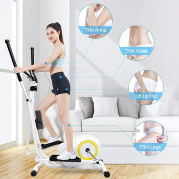 Doufit Adjustable Magnetic Elliptical Exercise Machine with LCD Monitor