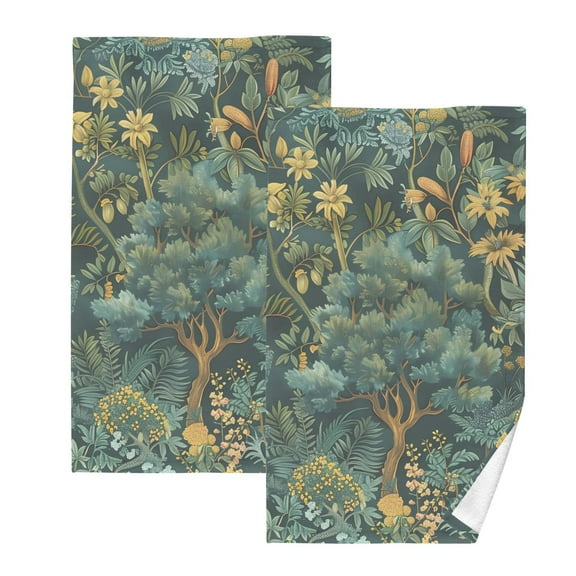 Forest Hand Towels Cotton Bath Towels Large Face Towels Absorbent for Bathroom 2 Packs