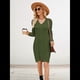 thumbnail image 5 of Vestidos Tipo Suéter Holgados de Otoño con Cuello en V, Larga y por Encima de la Rodilla para Mujer. Verde Oscuro S, 5 of 7